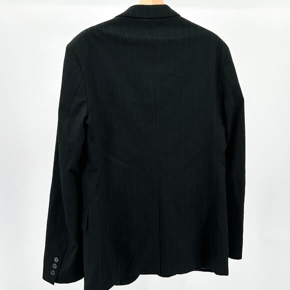 Y2K Sisley Black Pinstripe Two-Button Minimalist Blazer Jacket - Picture 3 of 7